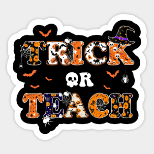 Retro Vintage Groovy Trick Or Teach Funny Halloween Costume T-Shirt Sticker